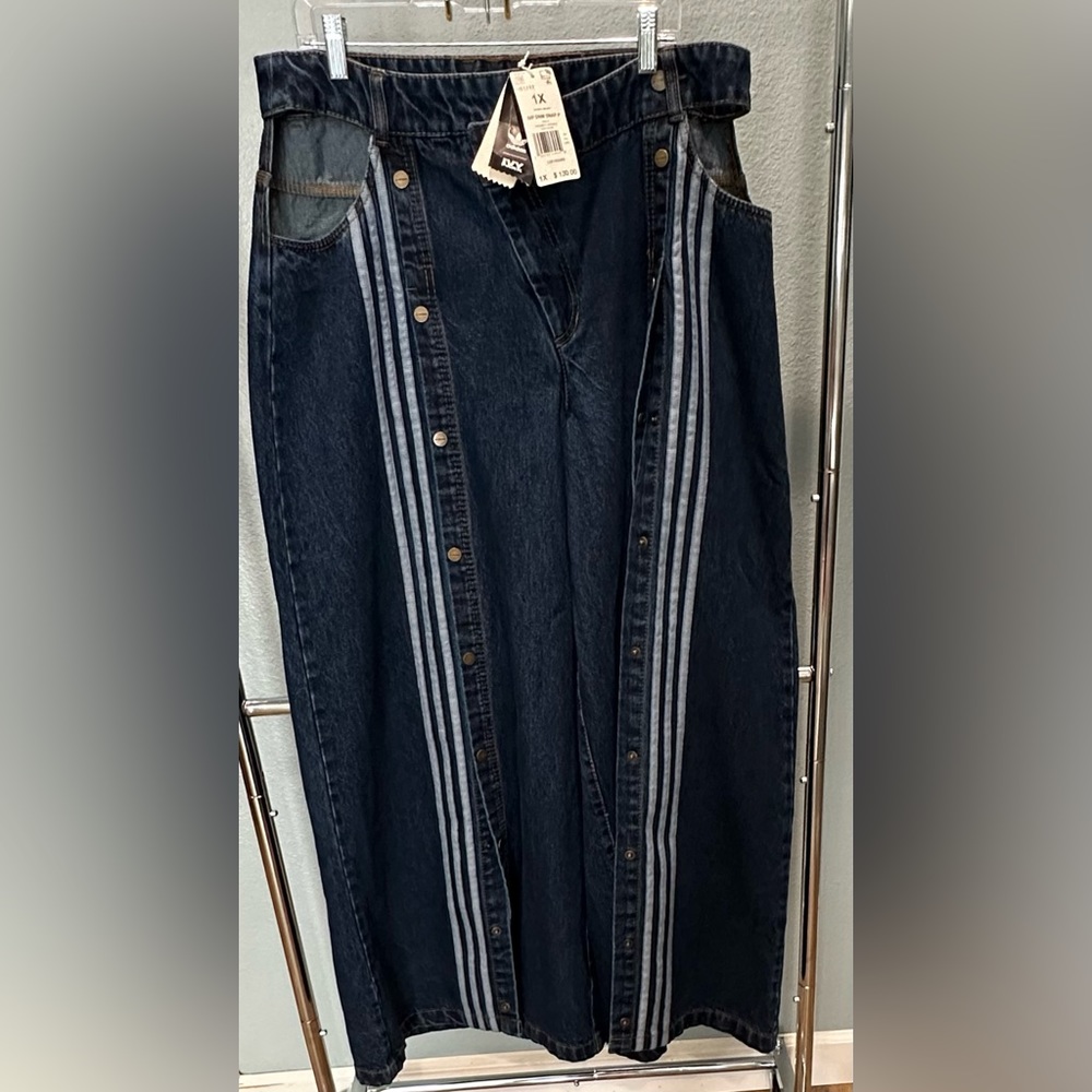 IVY PARK Dark Blue Wide Leg Jeans with Stripes